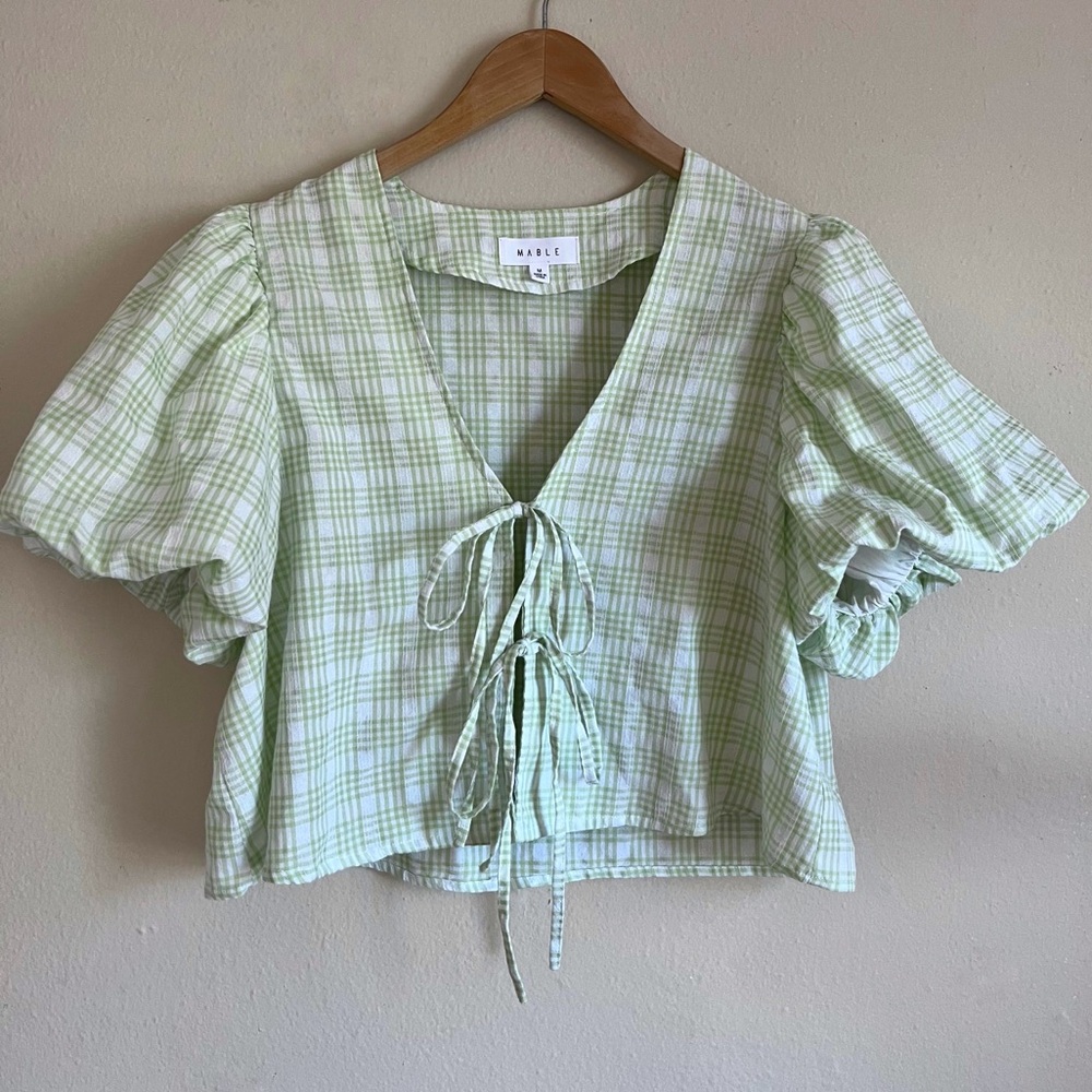 Mable Bow-Tied Puff Sleeve Crop Blouse
